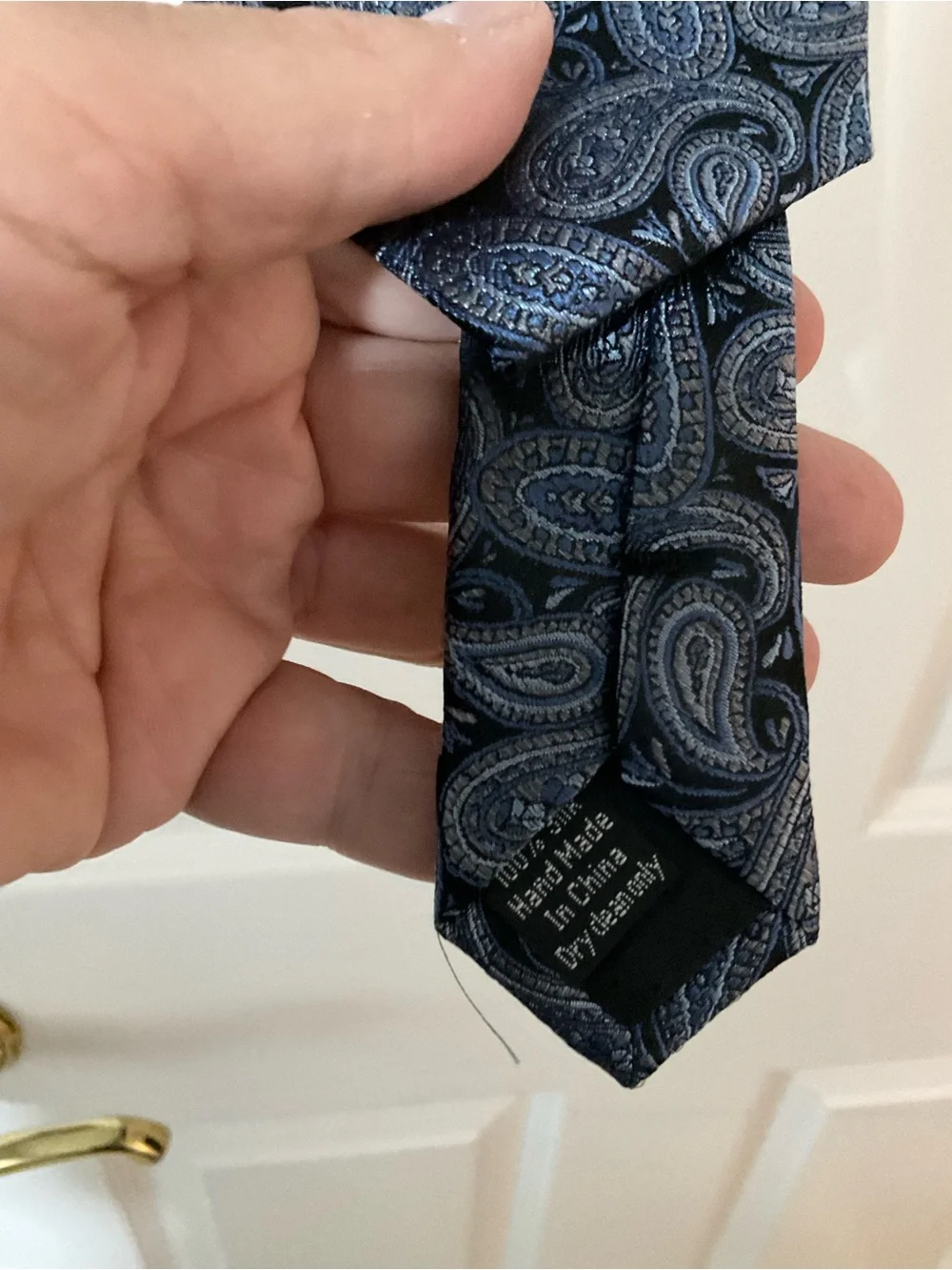 Men's Paisley Pronto Uomo 100% Silk Tie in Navy Blue